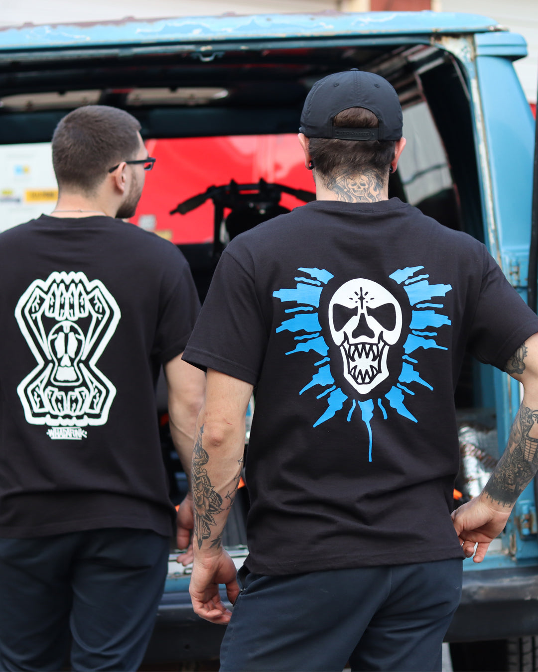 WHADAFUNK BURST SKULL BLACK T-SHIRT