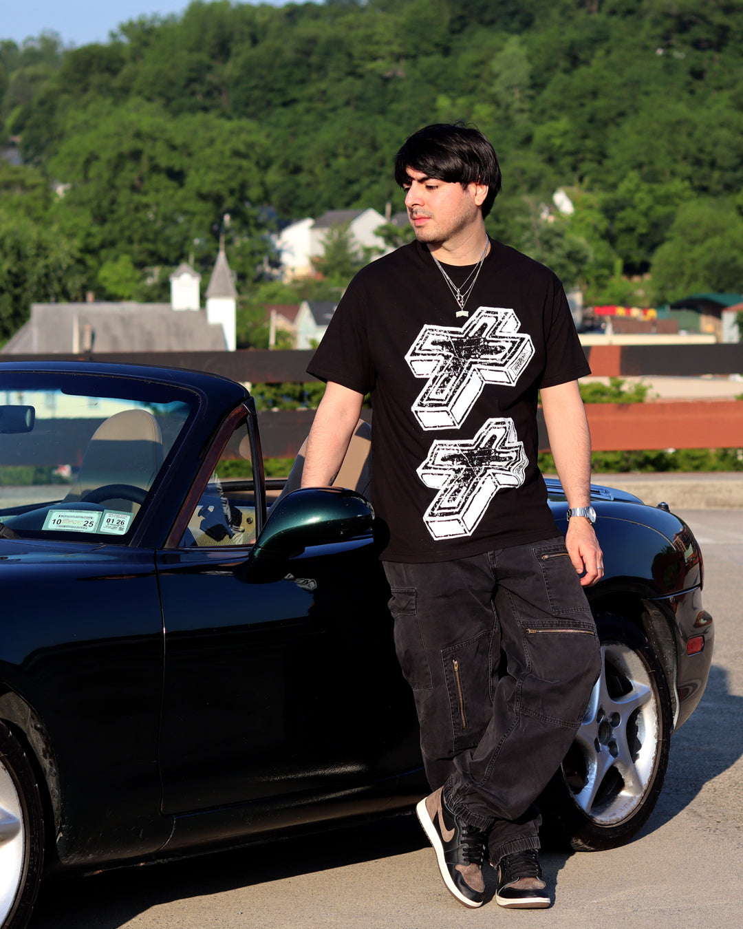 WHADAFUNK 3D CROSS BLACK T-SHIRT