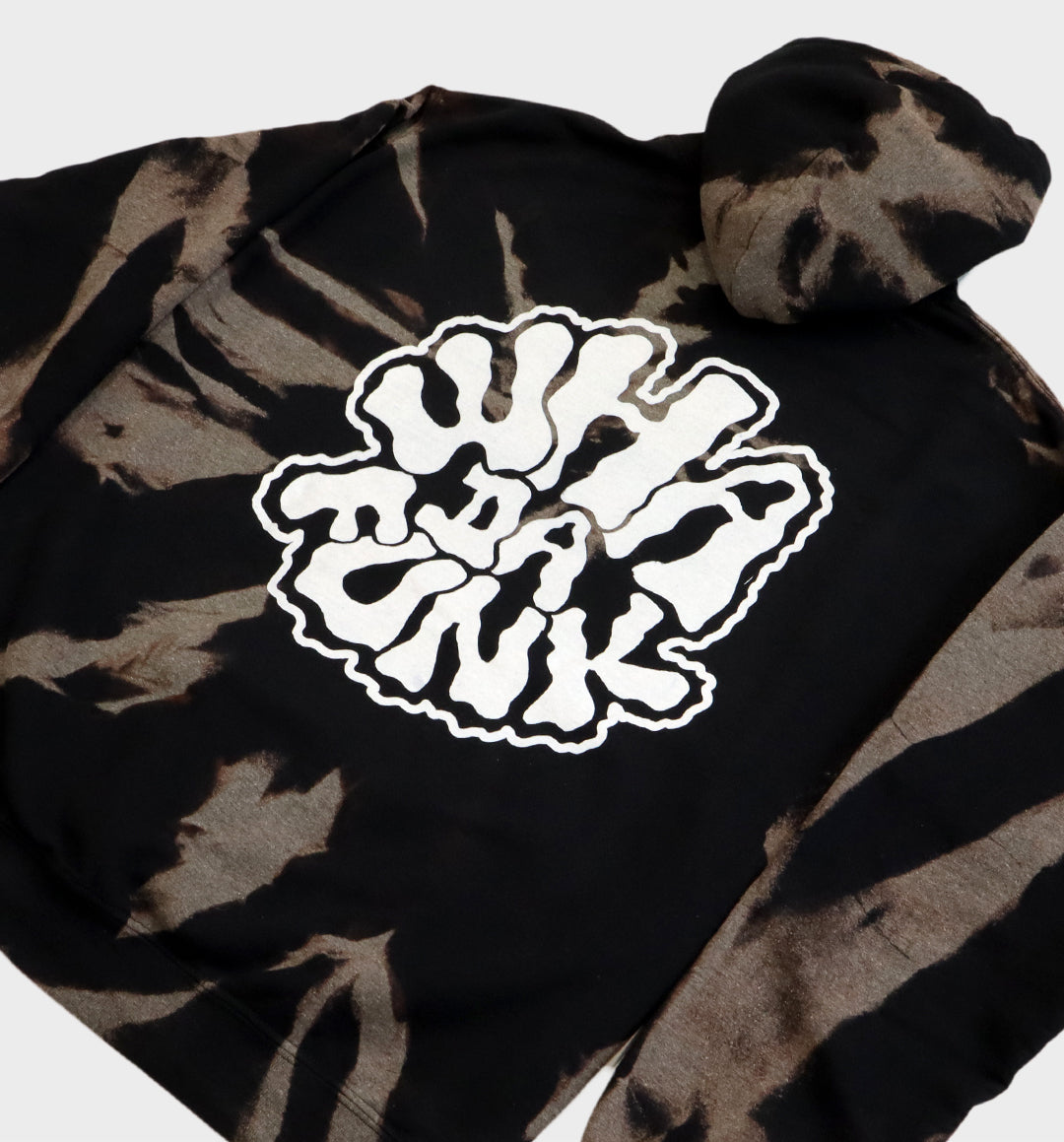 Bleach Dye Trippy Hoodie by WHADAFUNK - back angle view