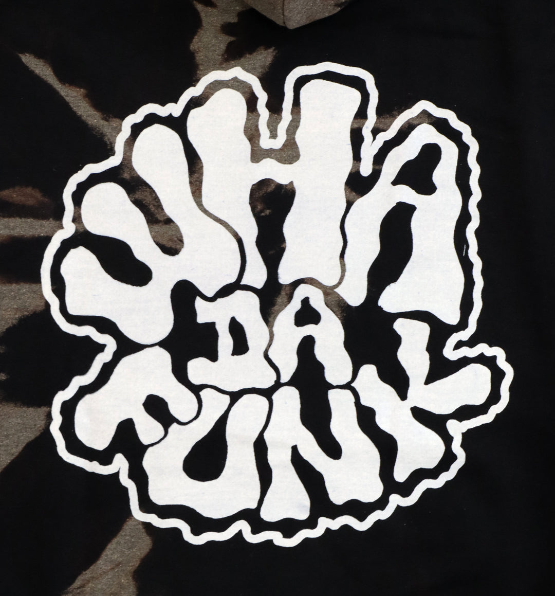 Bleach Dye Trippy Hoodie by WHADAFUNK - close up back print