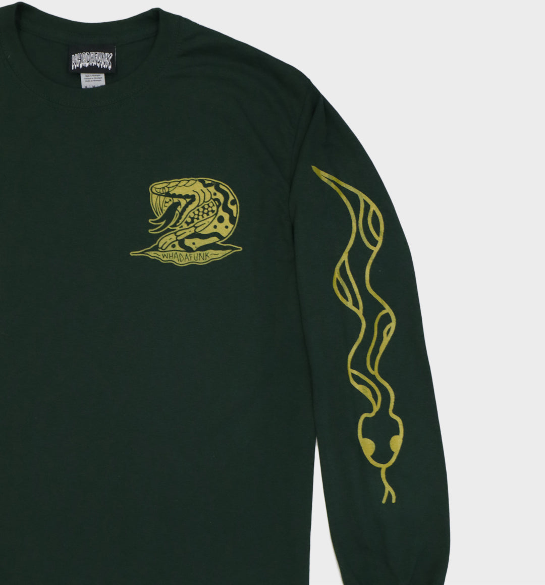 WHADAFUNK Military Snake Long Sleeve Tee – Bold Snake Graphic Streetwear Shirt.