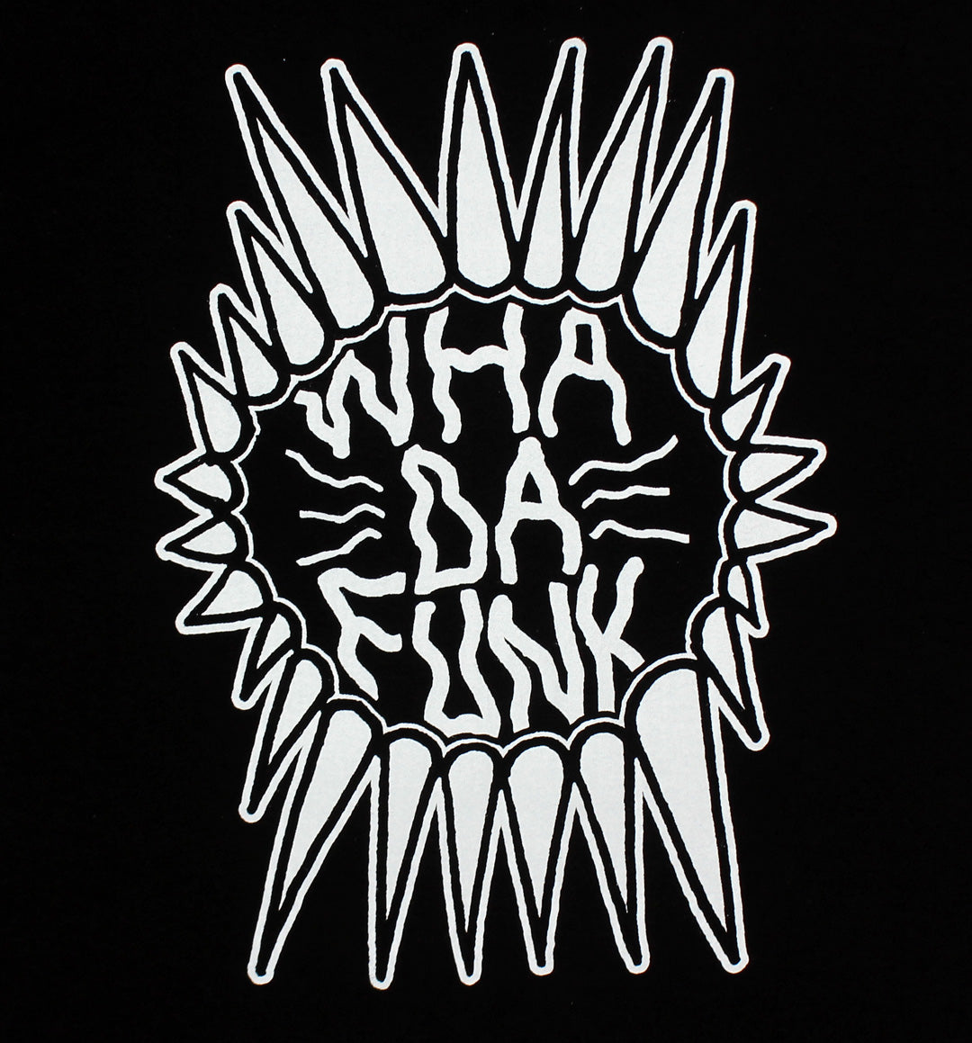 WHADAFUNK Spiked T-Shirt featuring bold spiked graphic design for edgy streetwear style.