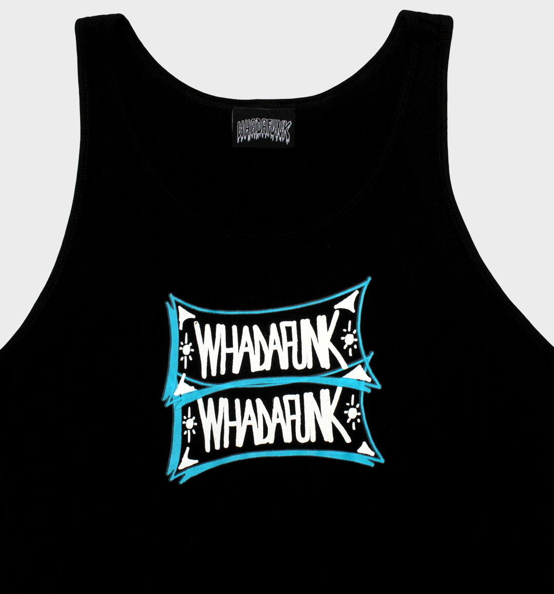 WHADAFUNK Til Death Tank Top featuring bold skull and lettering design, perfect for summer streetwear.