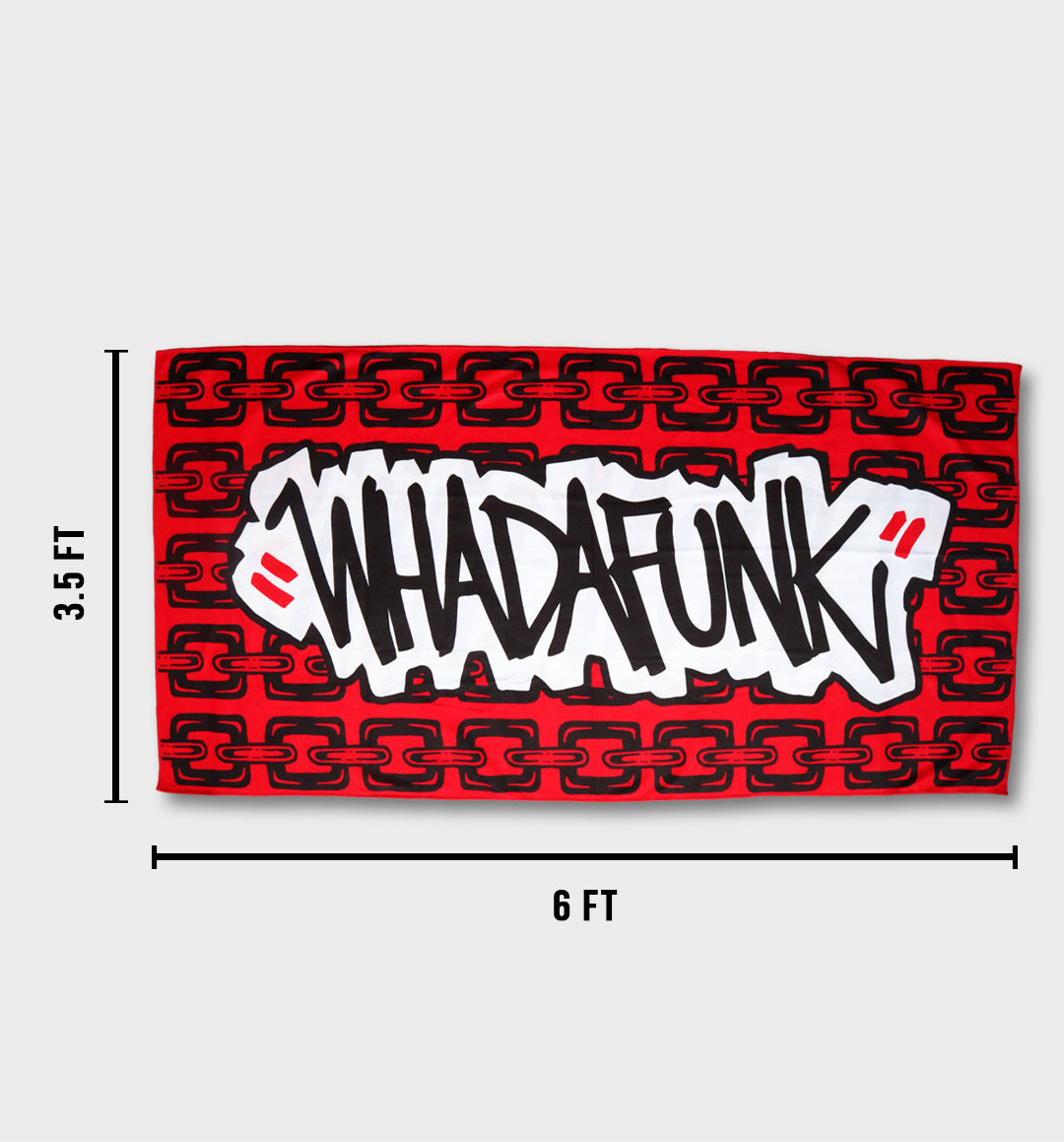 WHADAFUNK Chained Beach Towel with bold chained design, perfect for the beach or poolside.