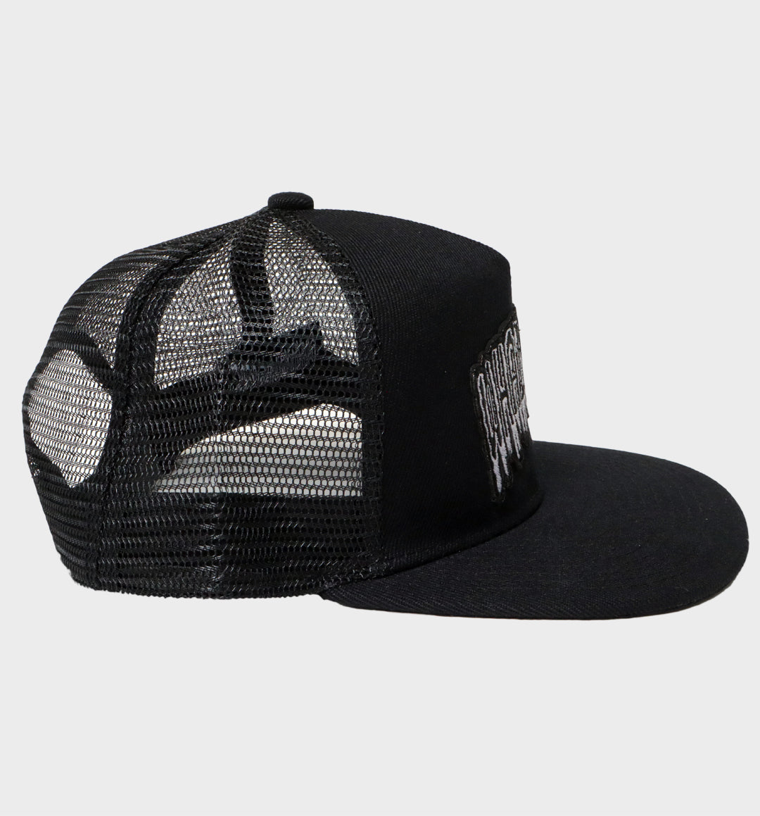 WHADAFUNK Drippy Trucker Hat featuring a bold dripping logo for streetwear lovers.