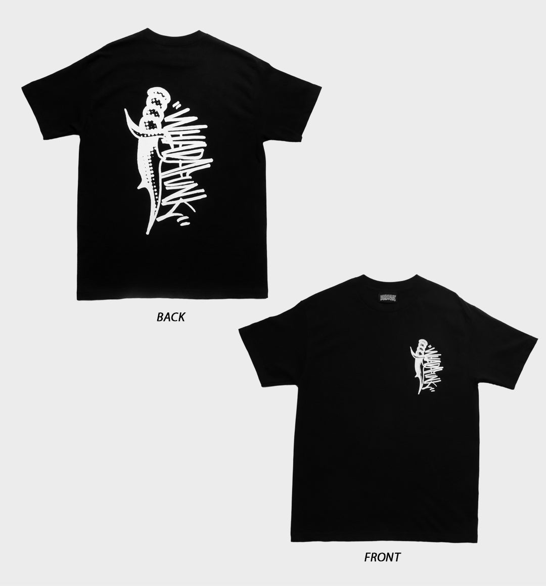 WHADAFUNK Dagger Black T-Shirt featuring bold streetwear-inspired graphic design.