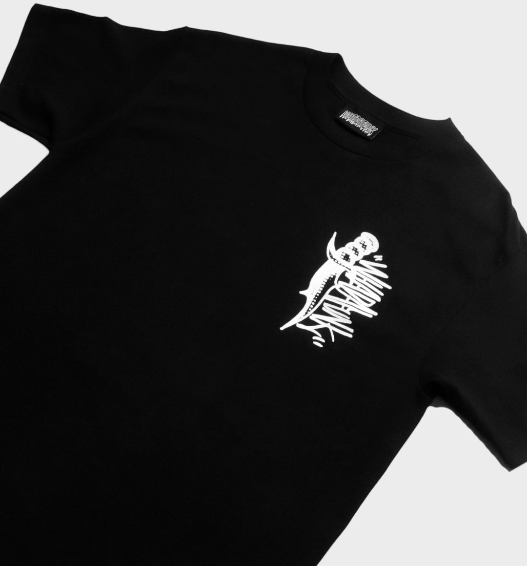 WHADAFUNK Dagger Black T-Shirt featuring bold streetwear-inspired graphic design.