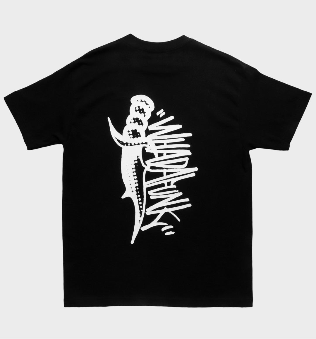 WHADAFUNK Dagger Black T-Shirt featuring bold streetwear-inspired graphic design.