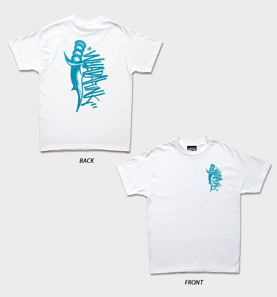 WHADAFUNK Dagger White T-Shirt featuring a bold streetwear-inspired dagger graphic design.