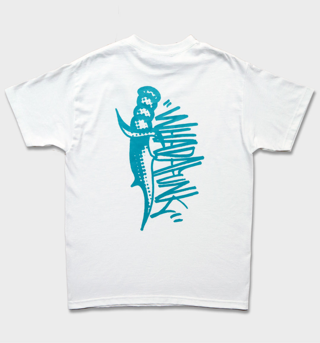 WHADAFUNK Dagger White T-Shirt featuring a bold streetwear-inspired dagger graphic design.