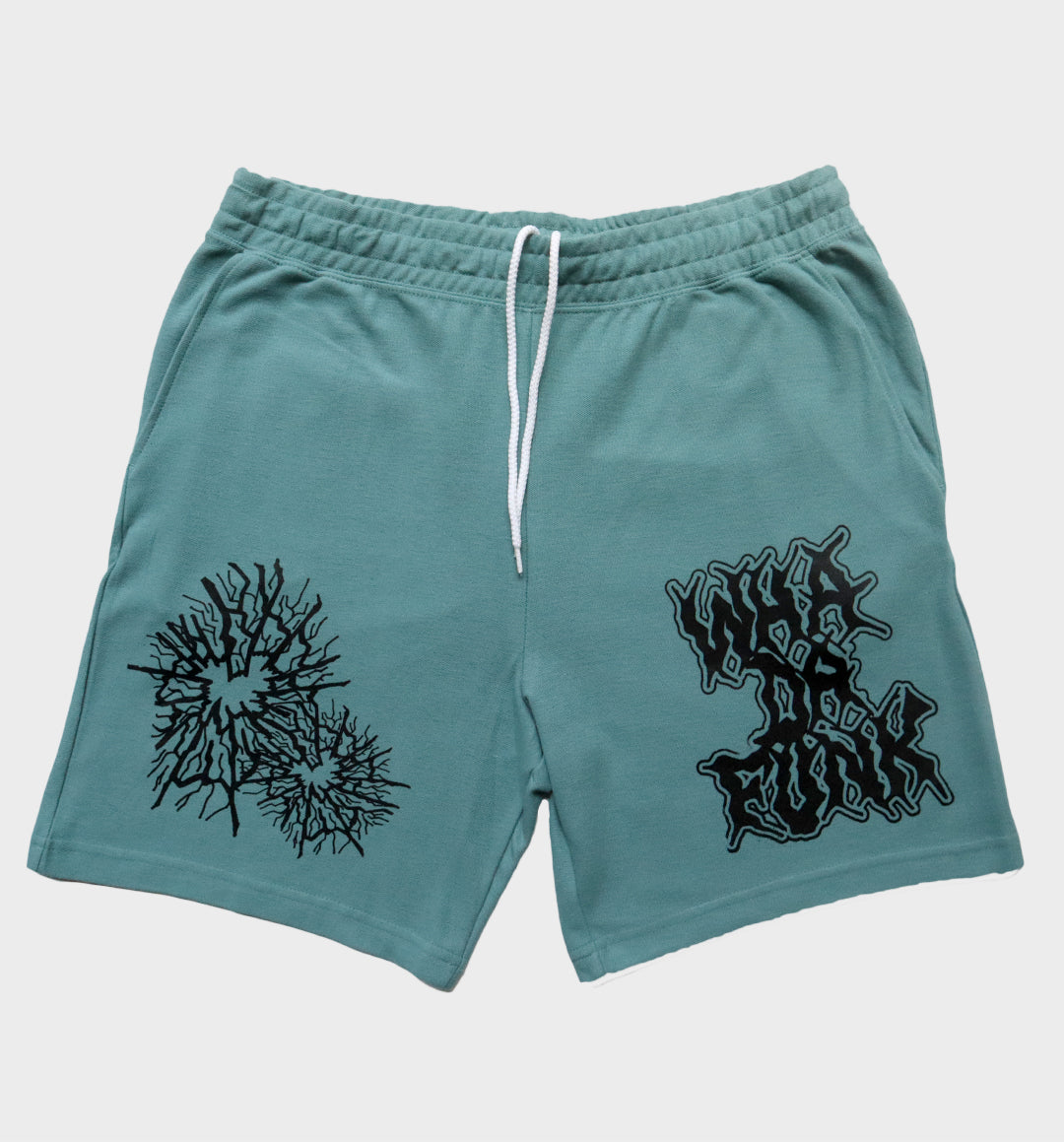 WHADAFUNK Shattered Arctic Shorts featuring bold shattered ice pattern design.