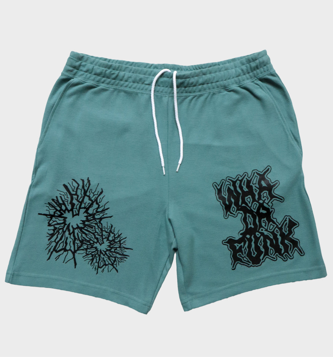 WHADAFUNK Shattered Arctic Shorts featuring bold shattered ice pattern design.