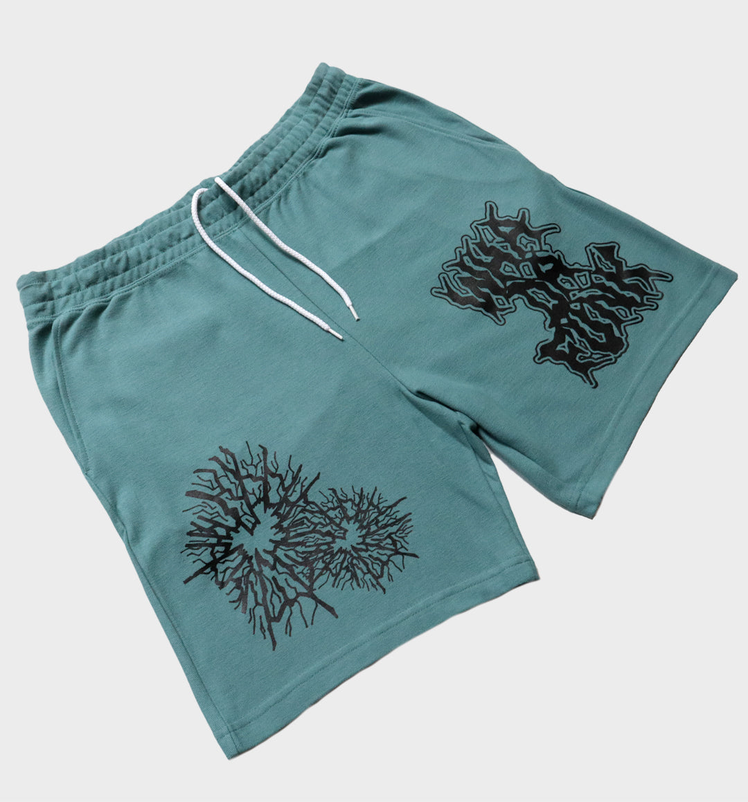 WHADAFUNK Shattered Arctic Shorts featuring bold shattered ice pattern design.