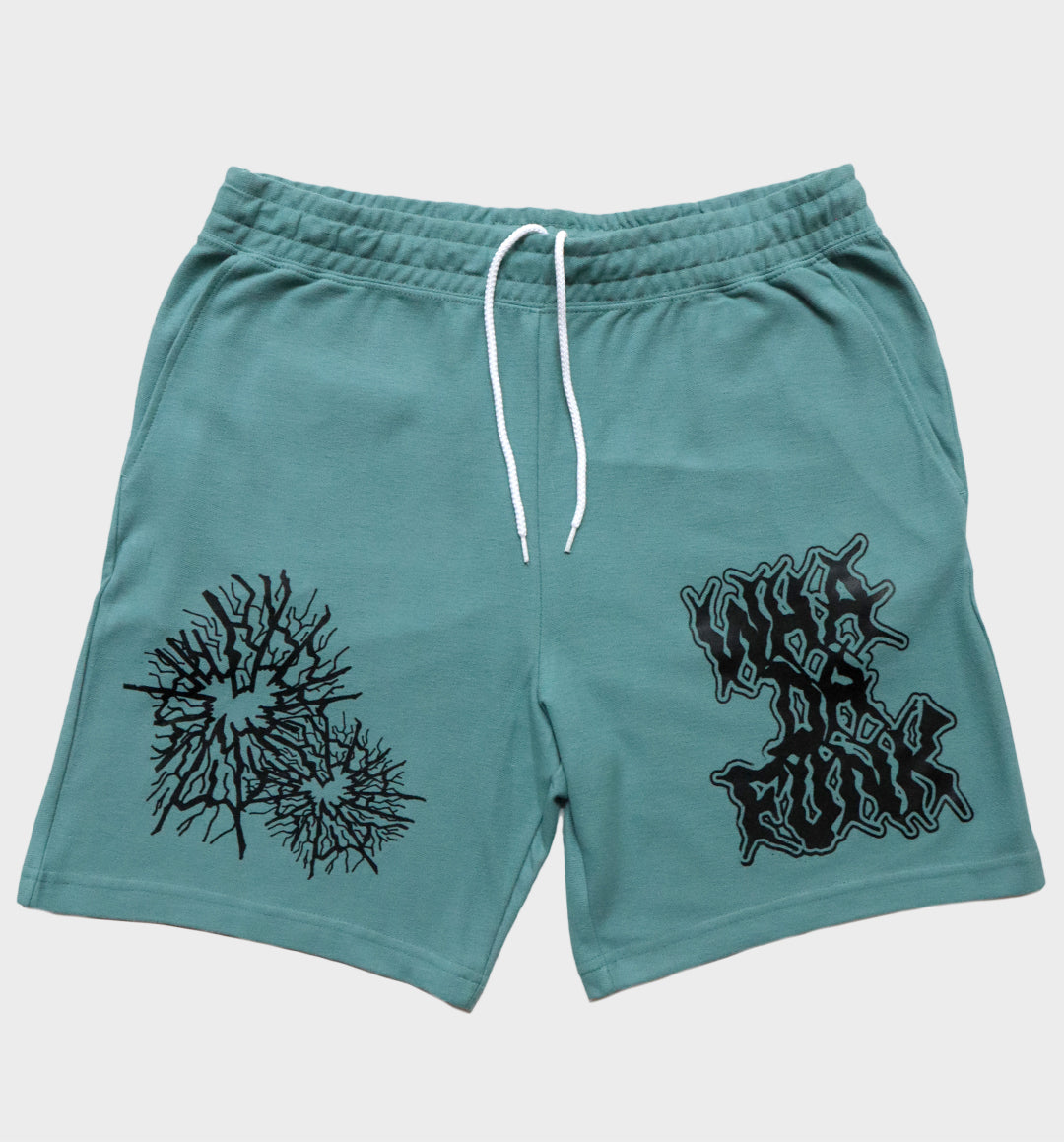 WHADAFUNK Shattered Arctic Shorts featuring bold shattered ice pattern design.