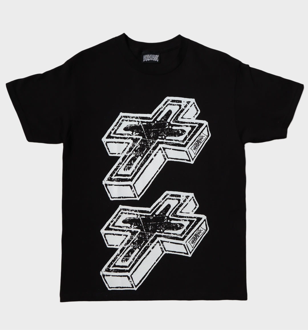 WHADAFUNK 3D CROSS BLACK T-SHIRT
