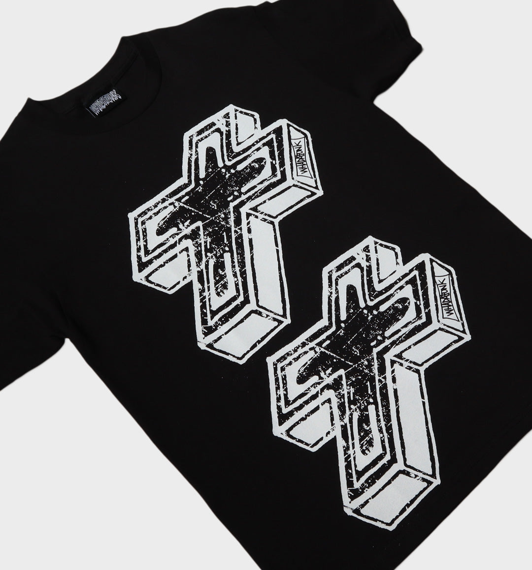 WHADAFUNK 3D CROSS BLACK T-SHIRT