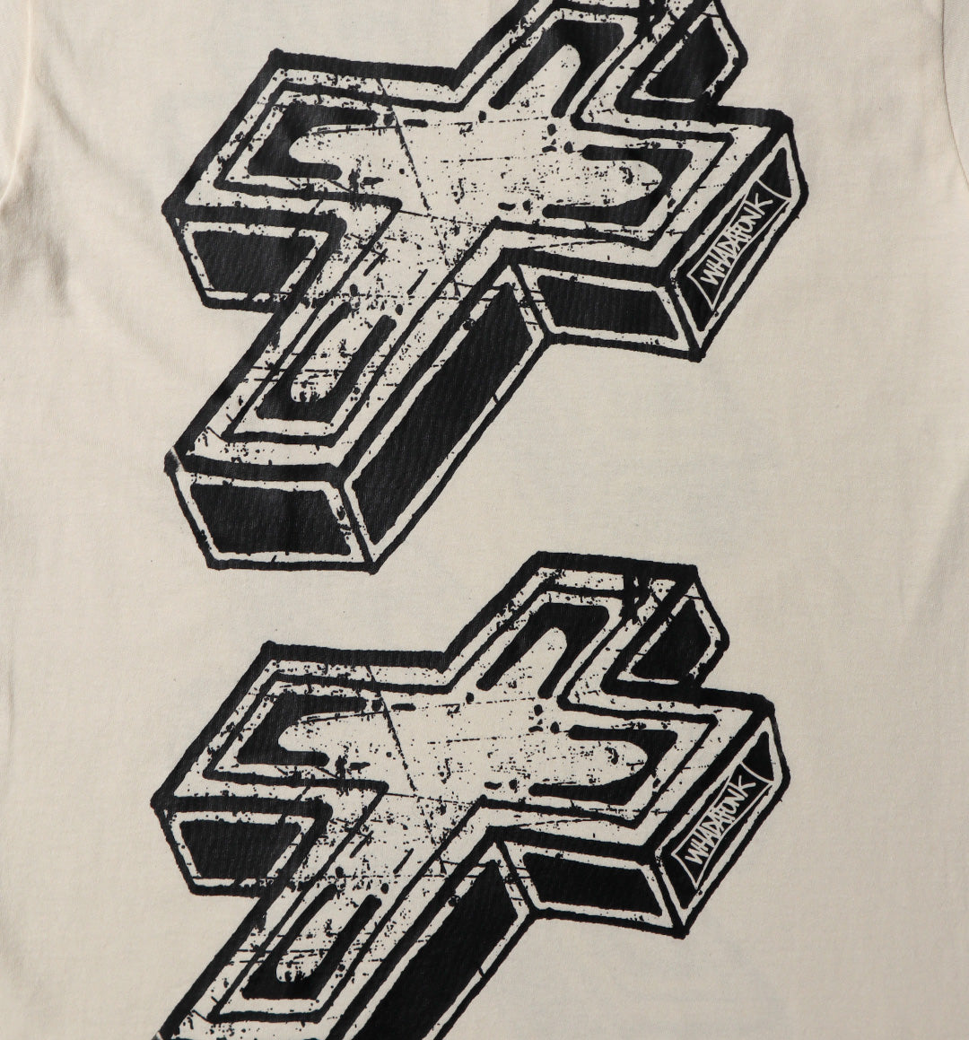 WHADAFUNK 3D CROSS CREAM T-SHIRT