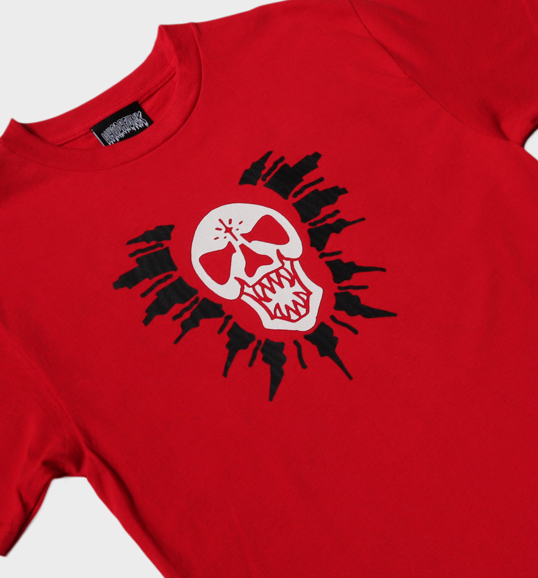 WHADAFUNK BURST SKULL RED T-SHIRT