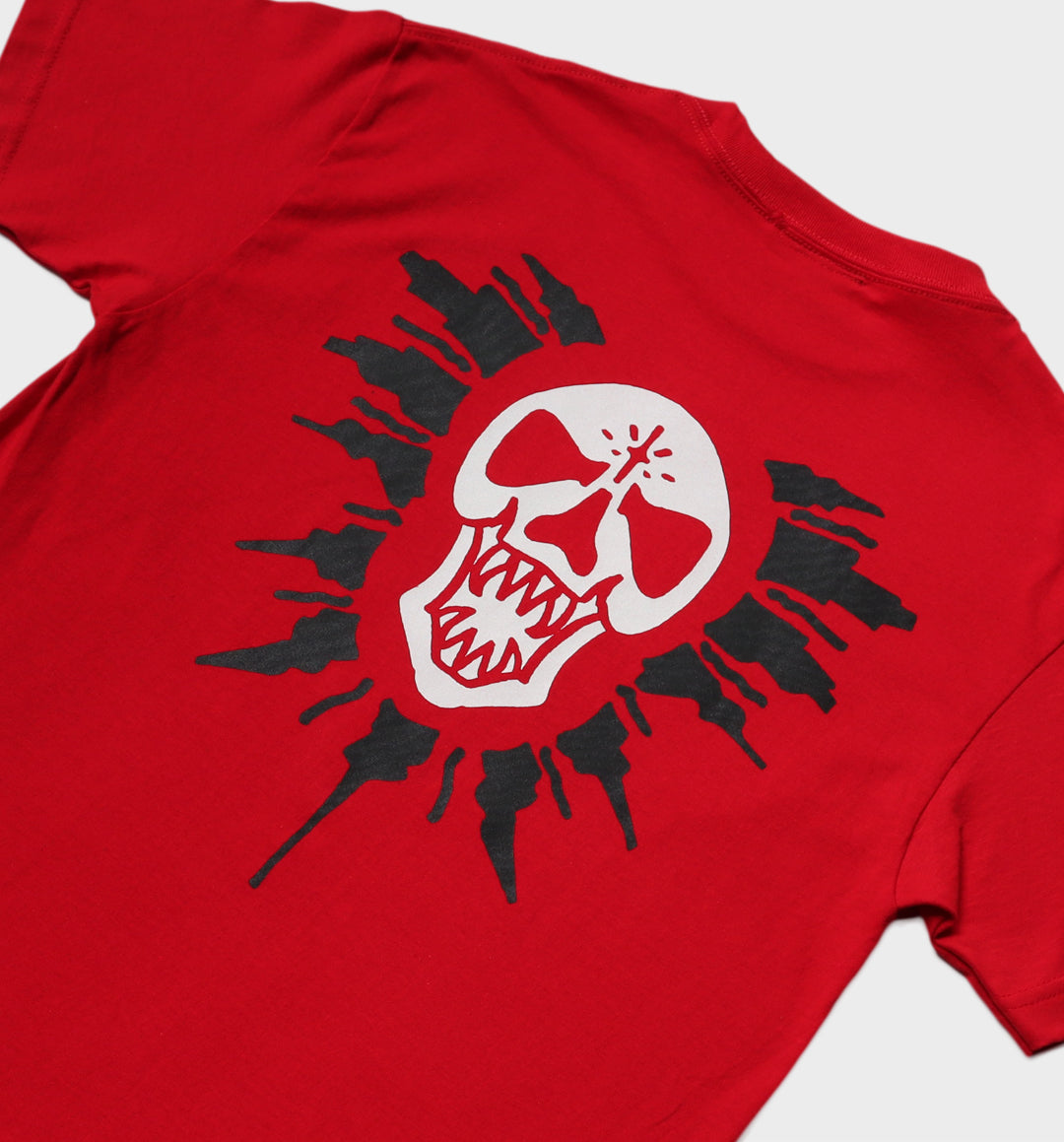 WHADAFUNK BURST SKULL RED T-SHIRT