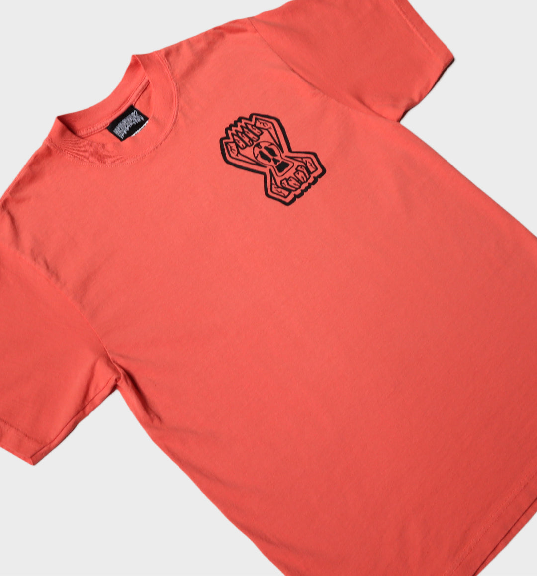 WHADAFUNK SKULL TEETH OVERSIZED PEACH T-SHIRT