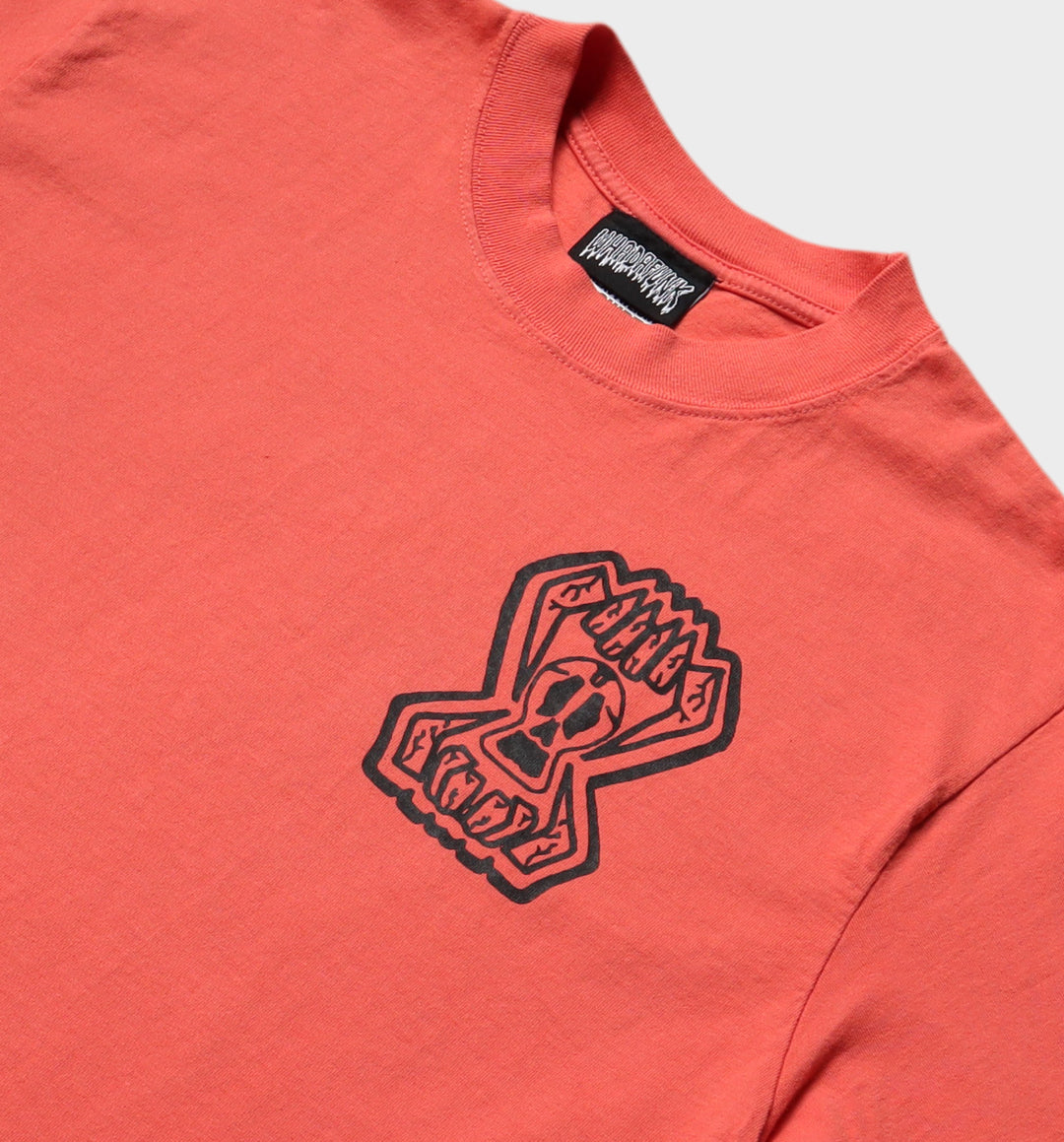 WHADAFUNK SKULL TEETH OVERSIZED PEACH T-SHIRT
