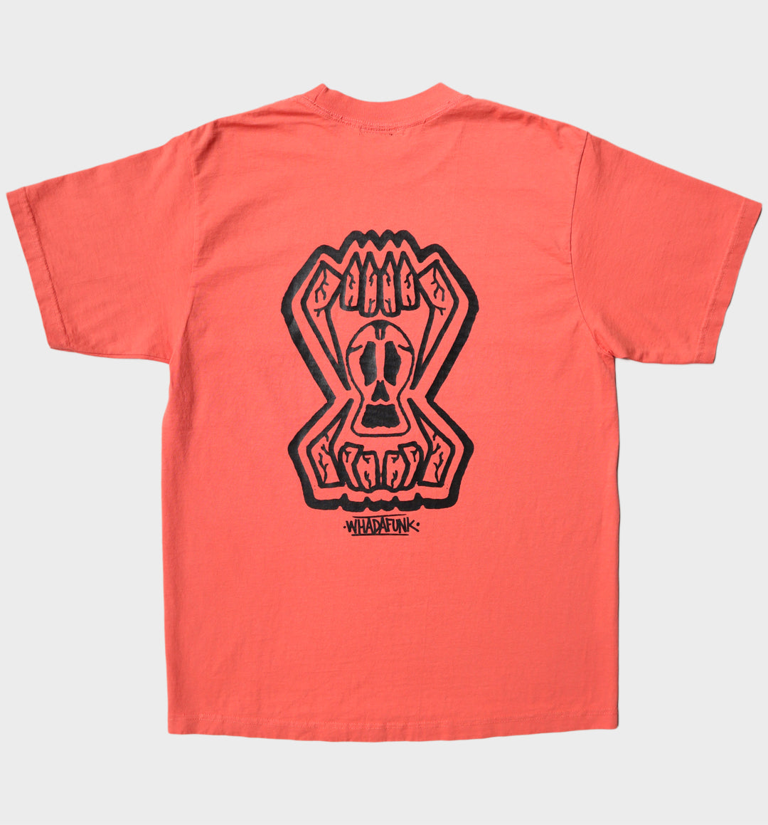 WHADAFUNK SKULL TEETH OVERSIZED PEACH T-SHIRT