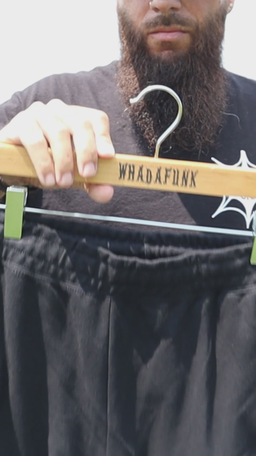 WHADAFUNK Shattered Black Shorts with bold shattered pattern design for streetwear.