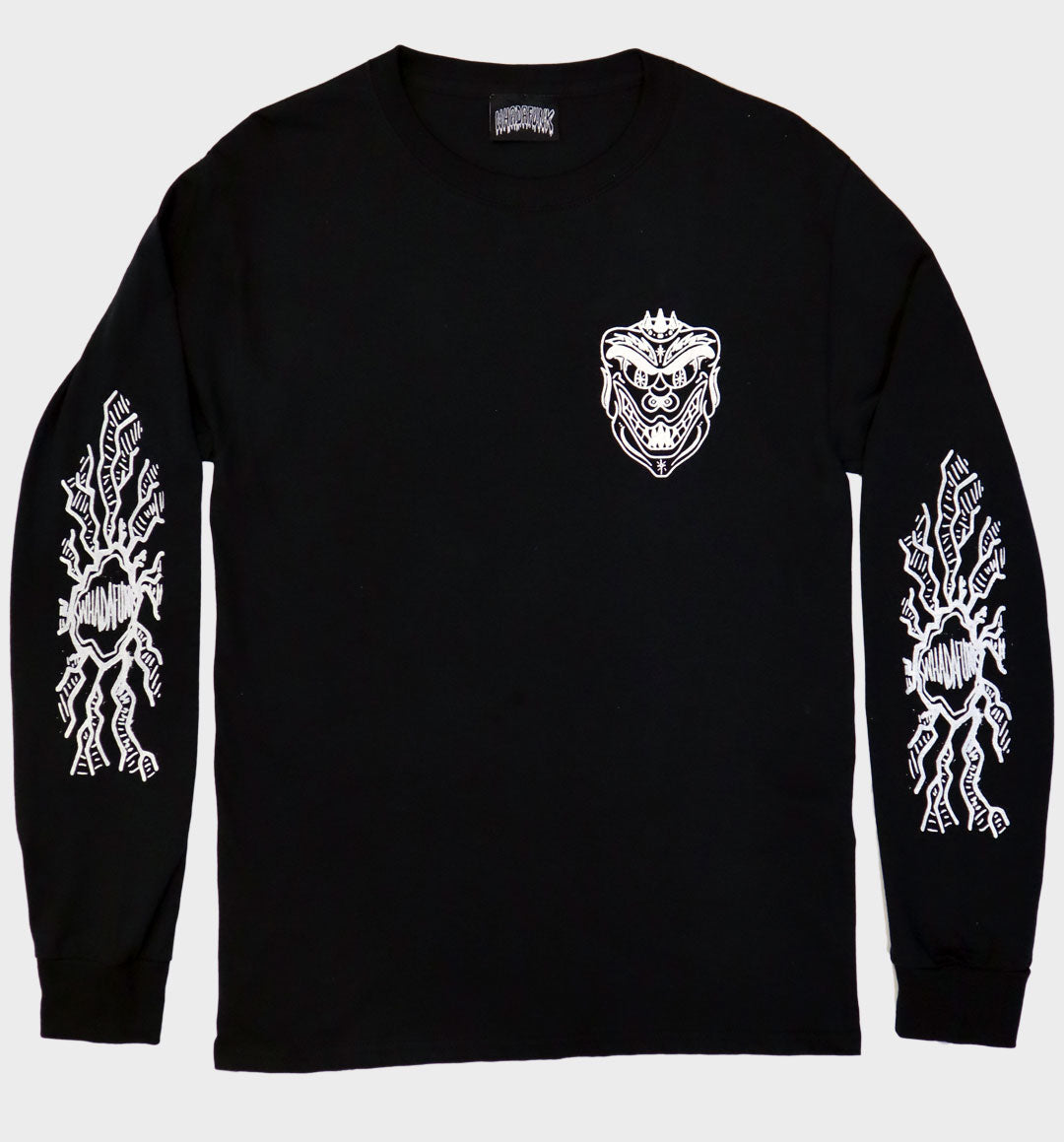 WHADAFUNK Loyalty Black Long Sleeve Shirt with bold graphic streetwear design.