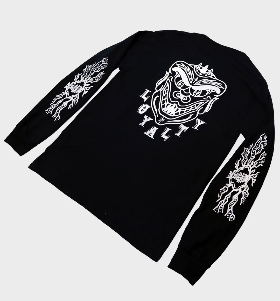 WHADAFUNK Loyalty Black Long Sleeve Shirt with bold graphic streetwear design.