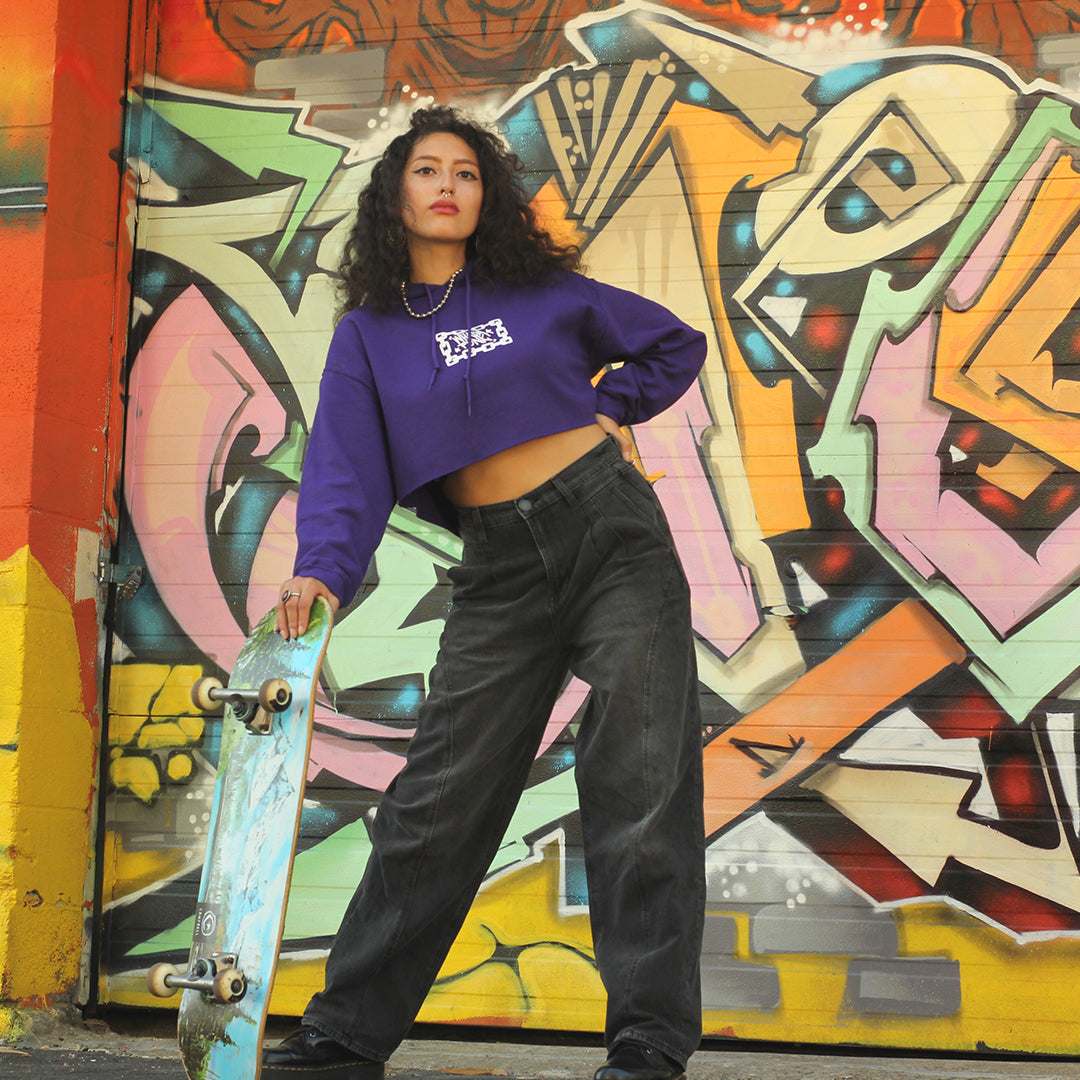 WHADAFUNK Chain Link Crop Hoodie