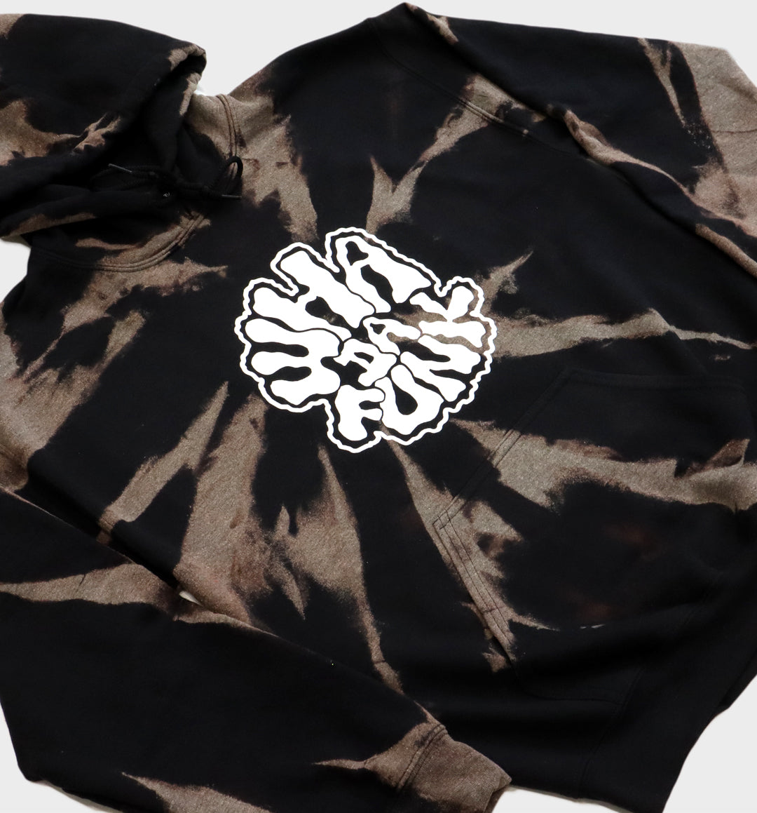 Bleach Dye Trippy Hoodie by WHADAFUNK - front angle