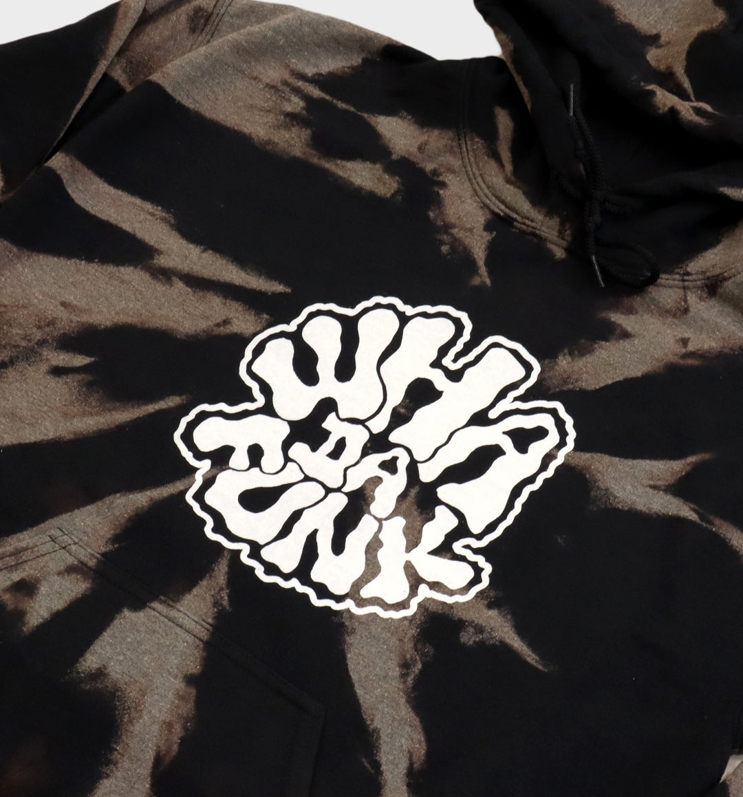 Bleach Dye Trippy Hoodie by WHADAFUNK - close up front angle