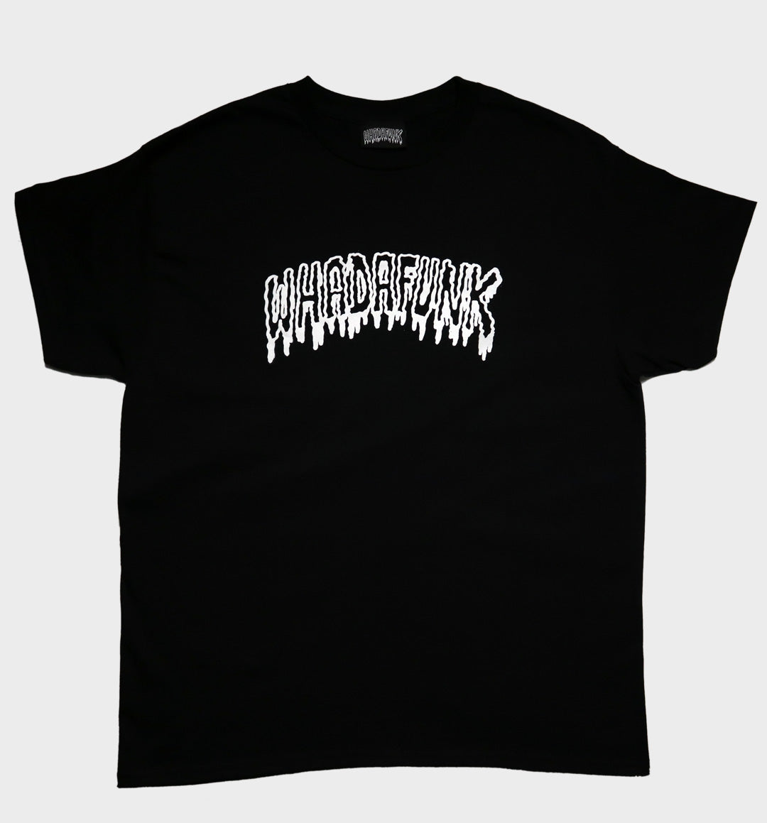 WHADAFUNK Drippy Funk Logo T-Shirt featuring a bold graphic logo design with a drippy effect.