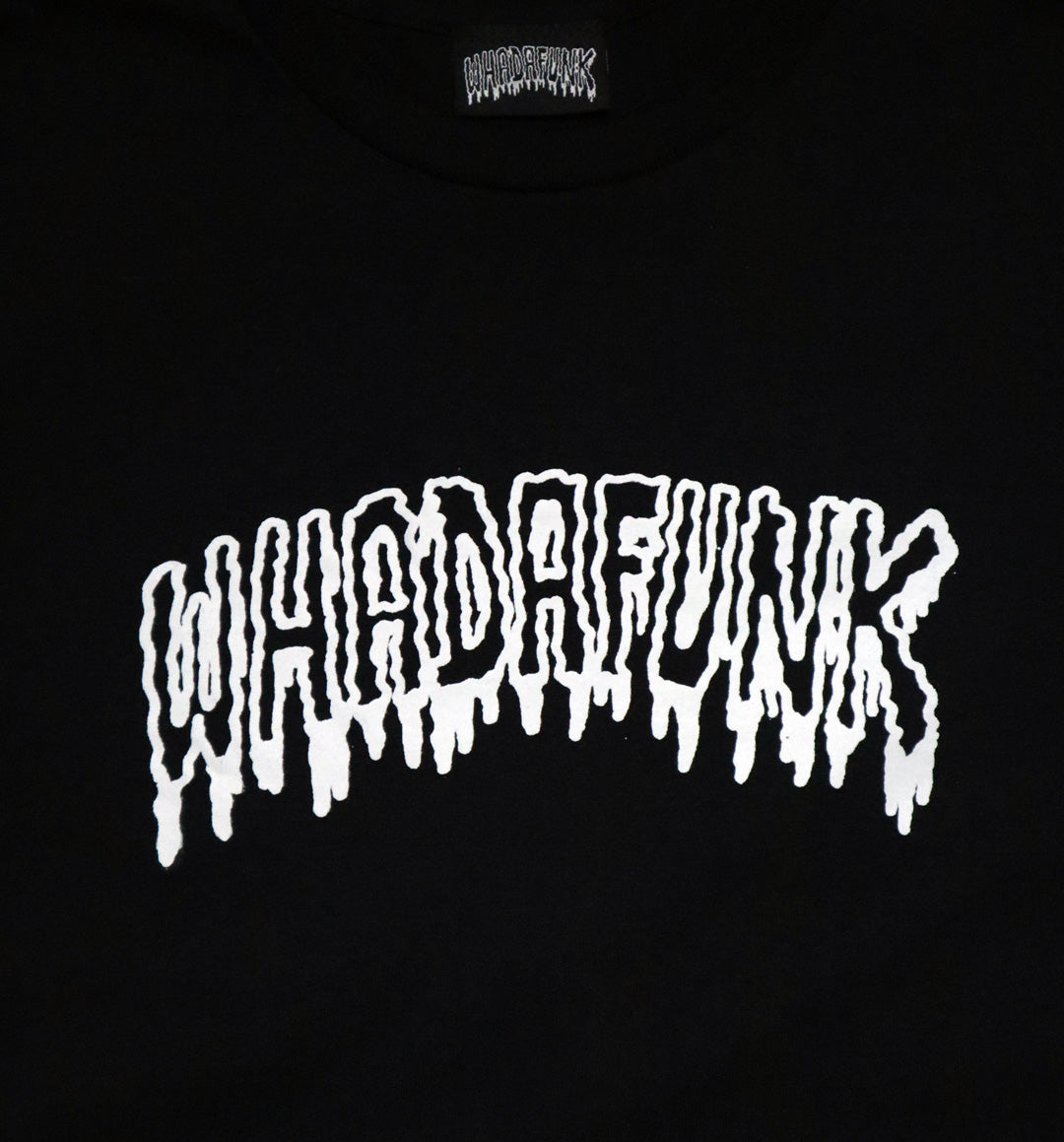 WHADAFUNK Drippy Funk Logo T-Shirt featuring a bold graphic logo design with a drippy effect.
