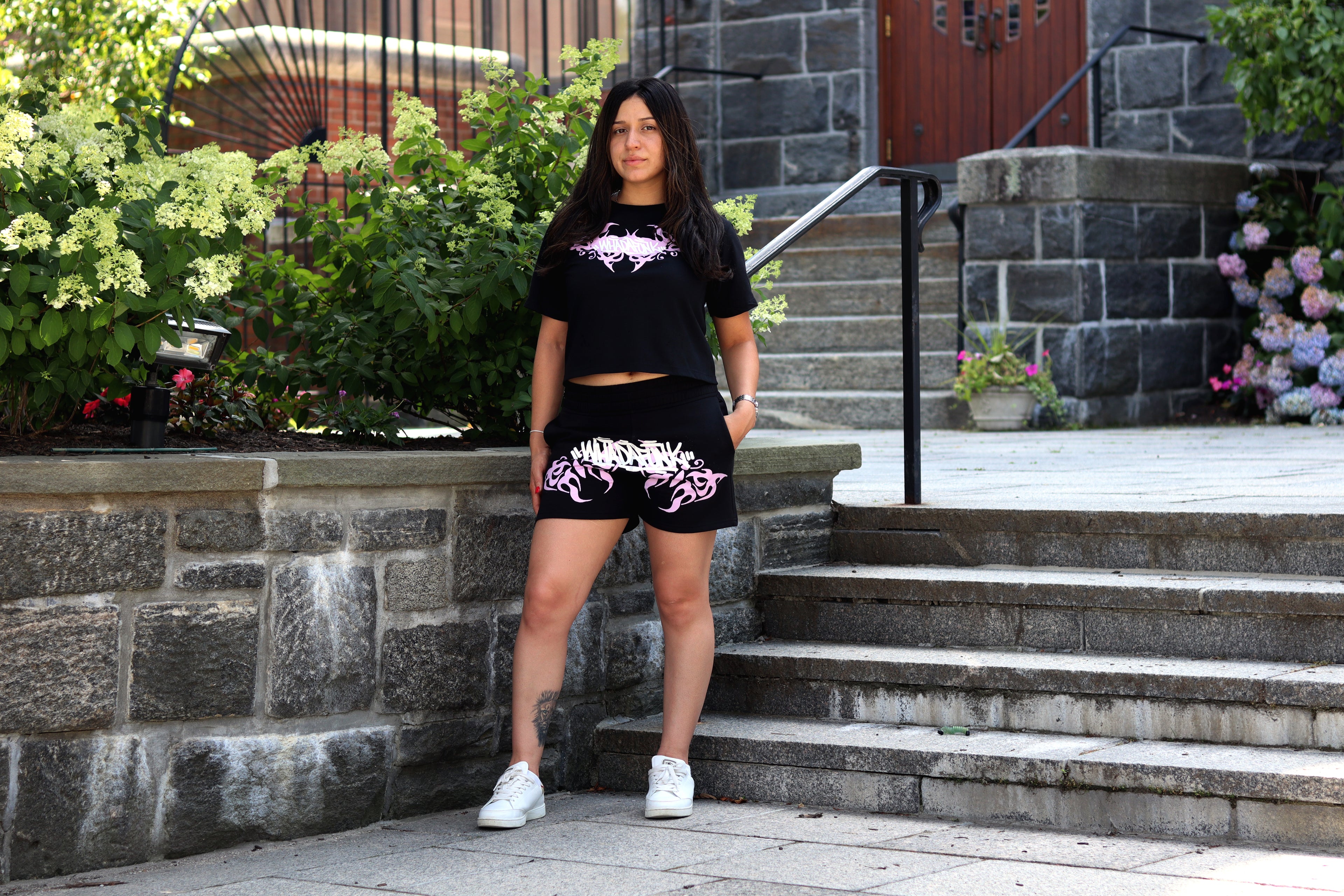WHADAFUNK Pink Tribal Butterfly Womens Matching Set
