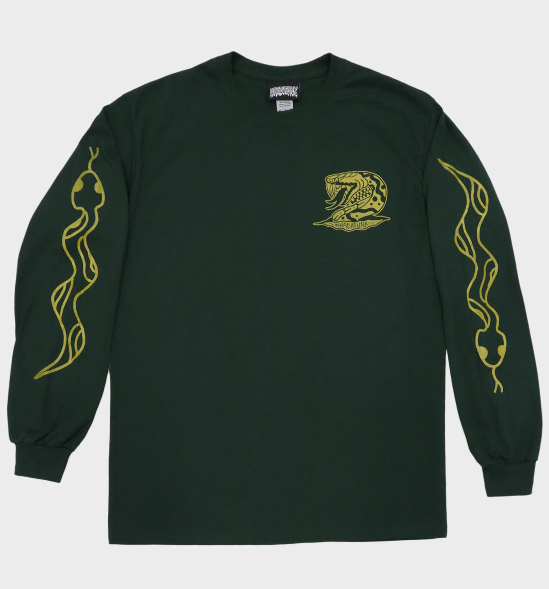 WHADAFUNK Military Snake Long Sleeve Tee – Bold Snake Graphic Streetwear Shirt.