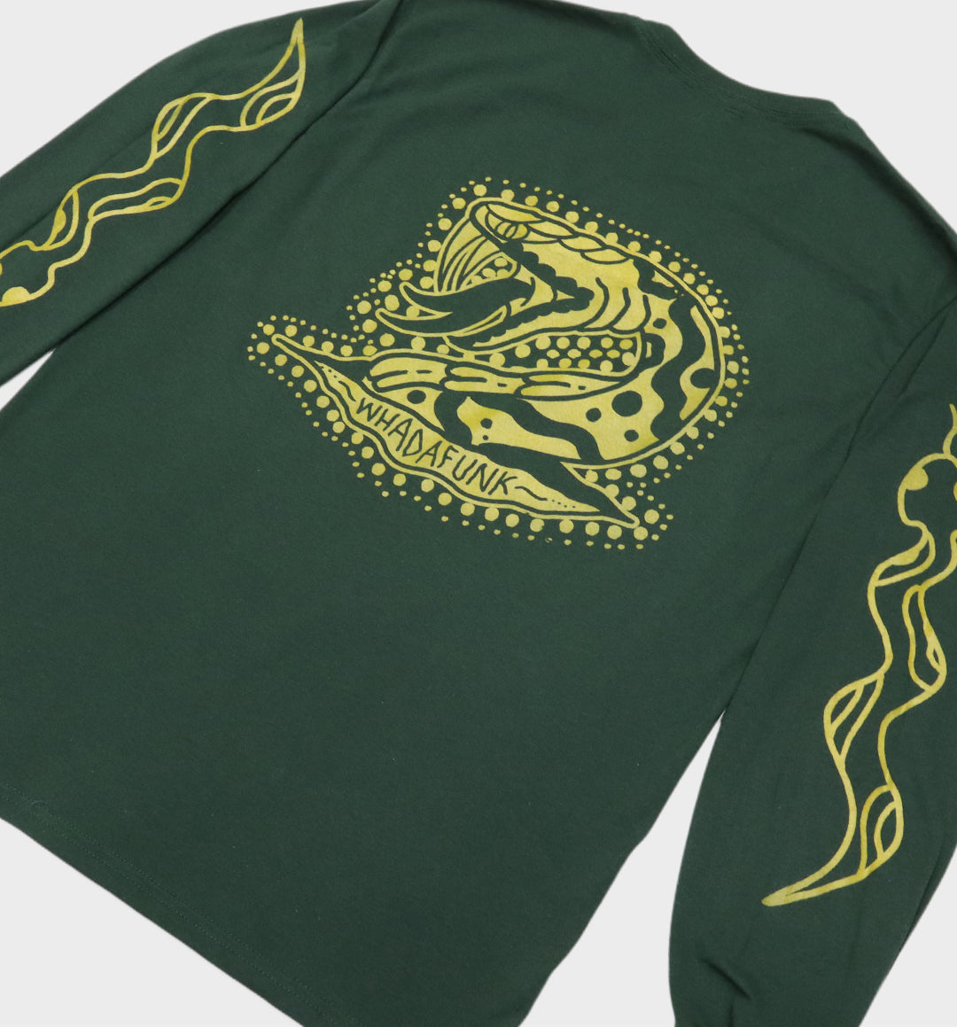 WHADAFUNK Military Snake Long Sleeve Tee – Bold Snake Graphic Streetwear Shirt.