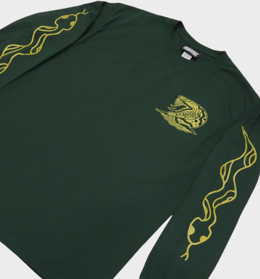 WHADAFUNK Military Snake Long Sleeve Tee – Bold Snake Graphic Streetwear Shirt.