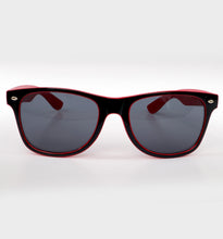 Load image into Gallery viewer, WHADAFUNK Red Lightning Sunglasses with bold lightning bolt design and red frames for streetwear style.
