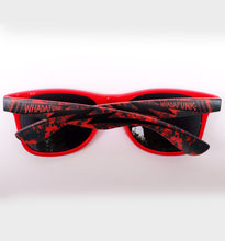 Load image into Gallery viewer, WHADAFUNK Red Lightning Sunglasses with bold lightning bolt design and red frames for streetwear style.
