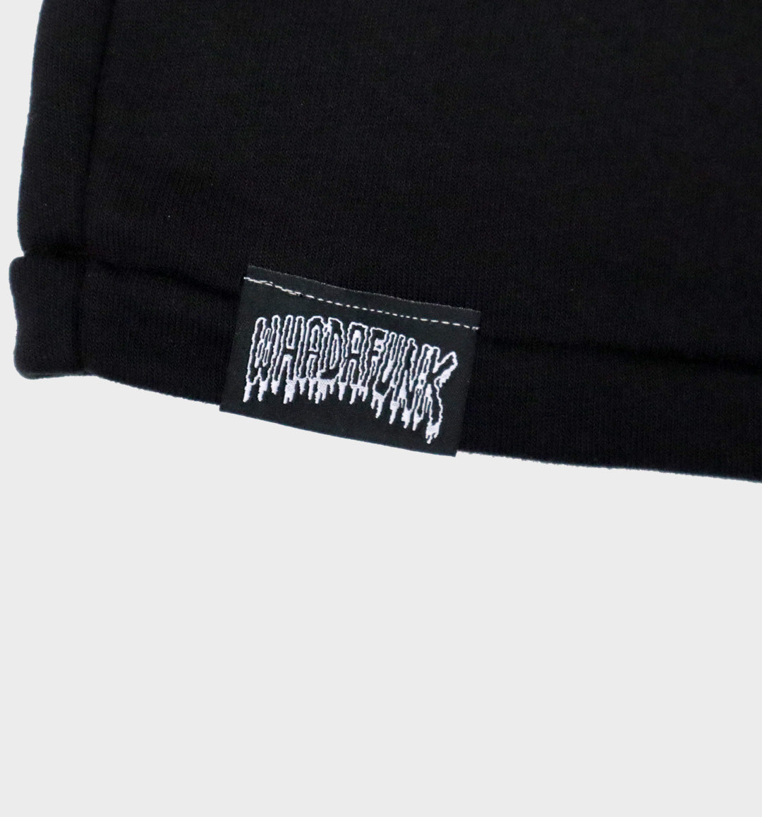 WHADAFUNK Skull Face Men's Shorts featuring a bold skull graphic design for streetwear style.