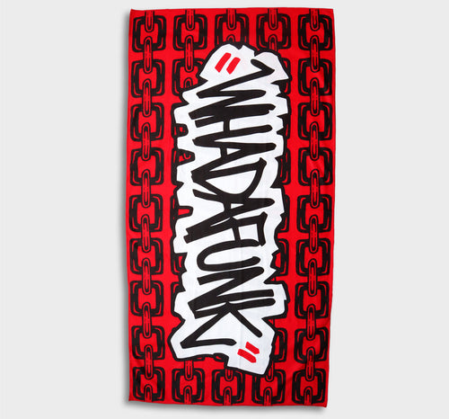 WHADAFUNK Chained Beach Towel with bold chained design, perfect for the beach or poolside.
