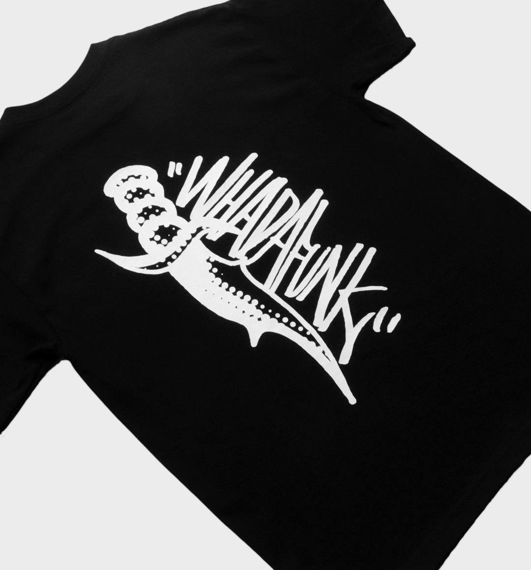 WHADAFUNK Dagger Black T-Shirt featuring bold streetwear-inspired graphic design.