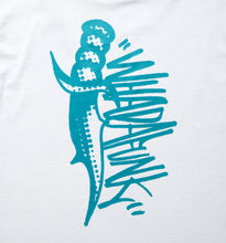 Load image into Gallery viewer, WHADAFUNK Dagger White T-Shirt featuring a bold streetwear-inspired dagger graphic design.
