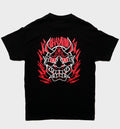 WHADAFUNK Hannya Mask Black T-Shirt – Tattoo-Inspired Streetwear Design.