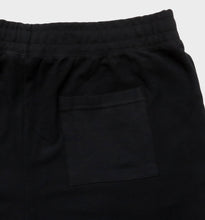 Load image into Gallery viewer, WHADAFUNK Shattered Black Shorts with bold shattered pattern design for streetwear.
