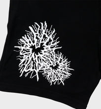 Load image into Gallery viewer, WHADAFUNK Shattered Black Shorts with bold shattered pattern design for streetwear.
