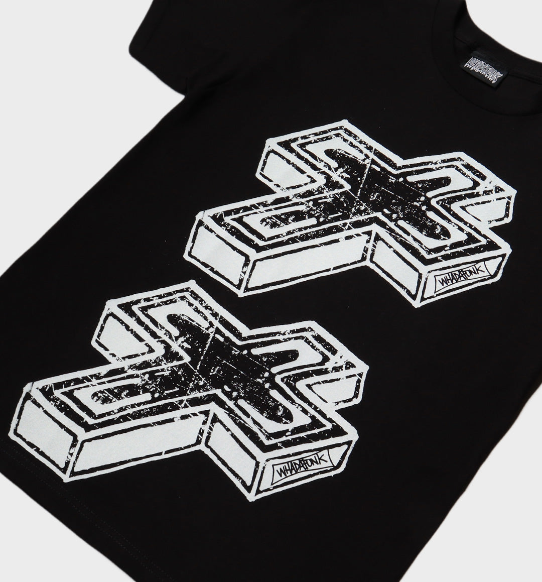 WHADAFUNK 3D CROSS BLACK T-SHIRT