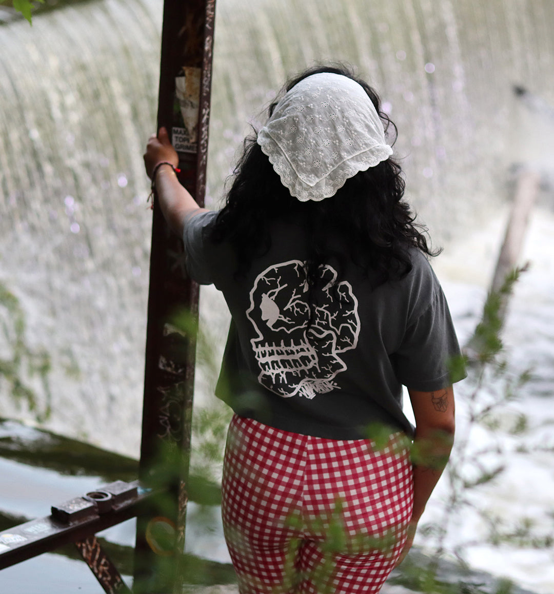 Whadafunk Cracked Skull Women's Crop Tee