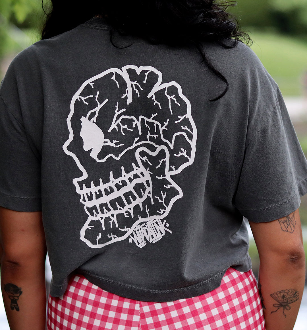 Whadafunk Cracked Skull Women's Crop Tee